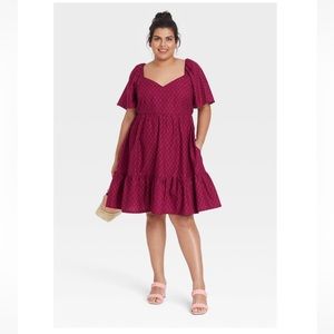 Ava & Viv Sweetheart Neckline Short Sleeve Ruffle Dress